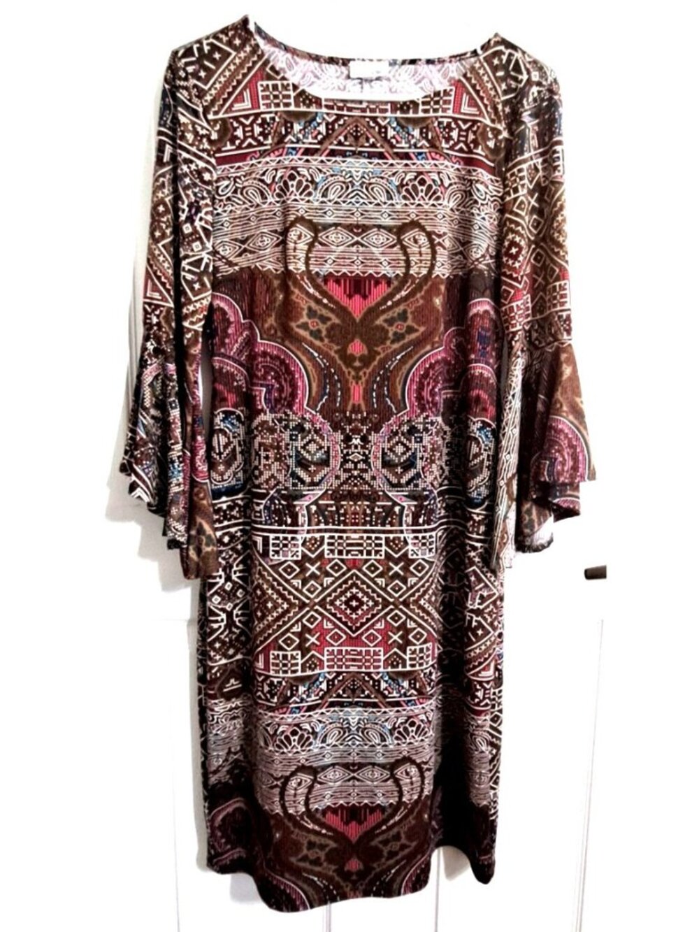 Olivia Matthews S Multicolor Long Bell Sleeve Sheath Dress Business Fairycore